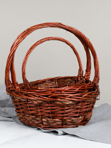 Корзина плетеная 3 штуки 33х12/27х10/22х9 см / S/3 22-39-KR /уп 28/темно коричневая круглая