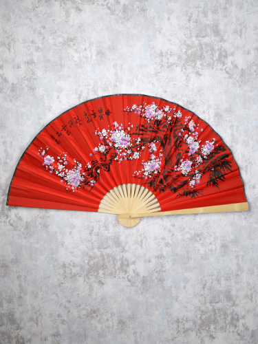 Веер 63 см бамбуковая основа Черный с Драконом / 622-12 /уп 75/