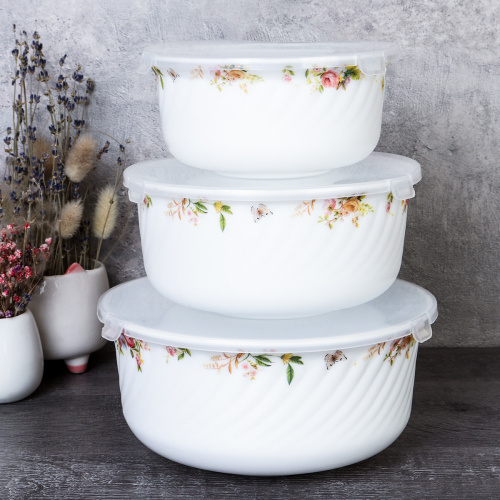 Салатник с крышкой 3 предмета / GRAY-HDW3B (7277) /уп 12/ Ситец