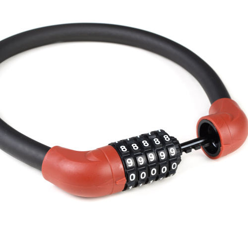 Замок тросовый кодовый R-LOCK BIG03, 5 разрядов, 570мм, стальной трос антивзлом. плетение, вес 370 гр, красный. /уп 100