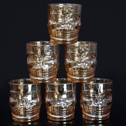 Стопка 6 штук 50 мл Череп / KL-S51 /уп 24/ золото