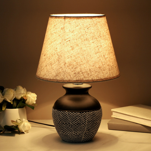 Светильник настольный 38 см / YM220317 черный с белым абажуром 713810