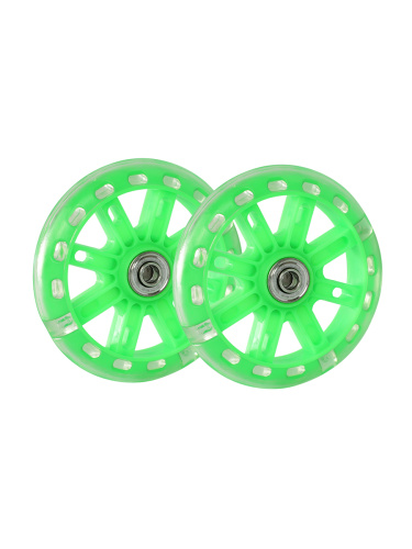 Комплект опорных колес без кронштейна, подшипник, светящиеся колеса Зеленый 2шт/ HF-042-GR / уп 50