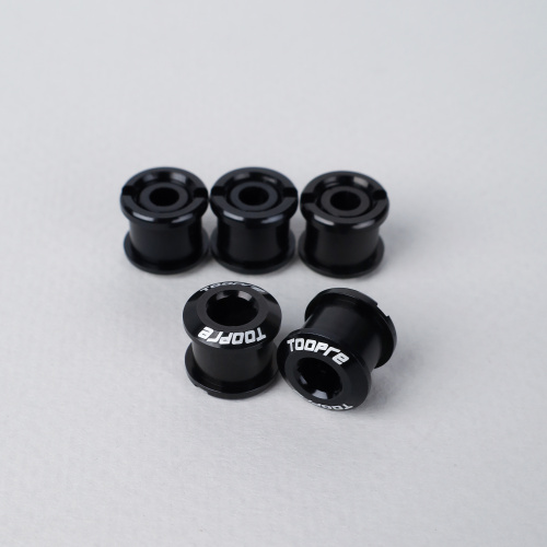 Бонки алюминиевые TOOPRE CN-02 12х12х9.6mm болт + гайка 8.5мм высота для крепления передних звёзд к системе шатунов. Набор 5 штук. Черный /уп 150/