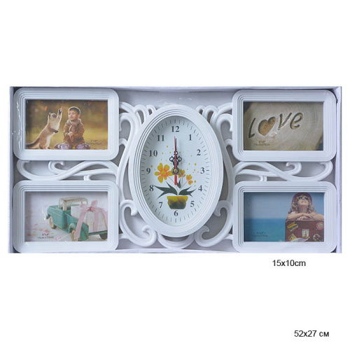 Фоторамка коллаж с часами 52х27 см / 082 /уп 18/ 4 фото