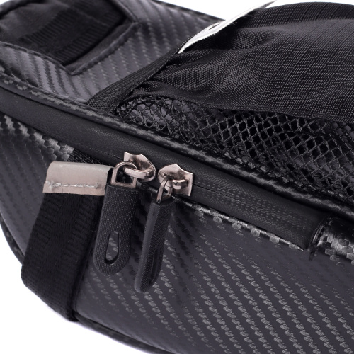 Сумка велосипедная подседельная B-SOUL, отделение на молнии, крепление velcro, 10.5х8х24см, 178гр, Черная /уп50