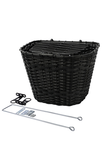 Корзина для велосипеда пластиковая с крышкой черная. / 1DVMI-13 / уп 30