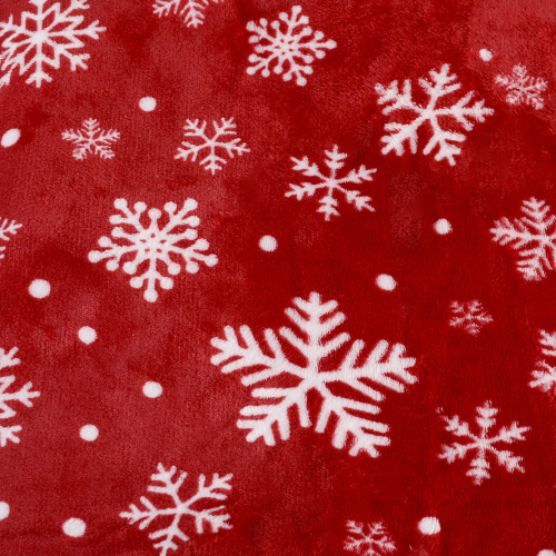 Плед флисовый 150х200 см Красный со снежинками / GP611-5 /уп 20/100/ 696143 новогодний