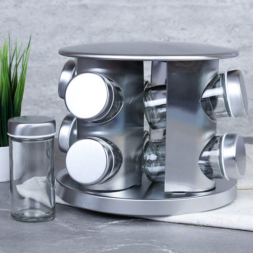 Набор для специй на подставке 8 предметов 16 см Круг/ SR-8 /уп 12/