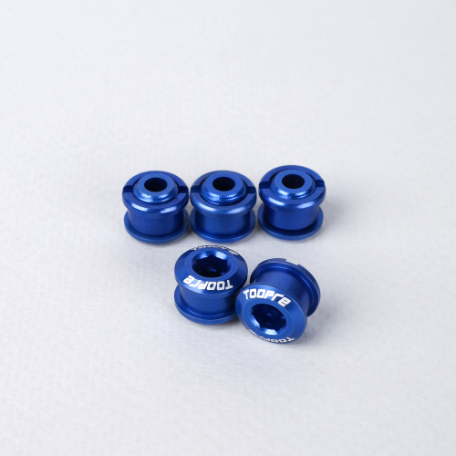 Бонки алюминиевые TOOPRE CN-01 12х12х9.6mm болт + гайка для крепления передних звёзд к системе шатунов. Набор 5 штук. Синий