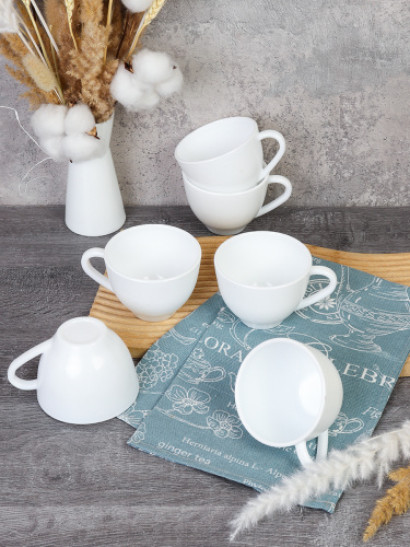 Кружка 6 штук 220 мл Чашка чайная белая / GB220 (WHITE) /уп 12/