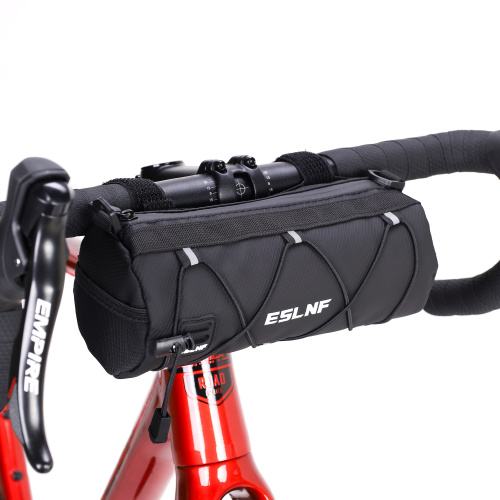 Сумка велосипедная на руль ESLNF корпус на молнии, материал Durable Long-Guard Nylon, крепление velcro, Размер 23.6х10.5х10см, чёрный /уп 60/