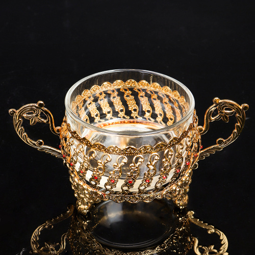 Сахарница 200 мл с ложкой / 210-1-золото /уп 48/