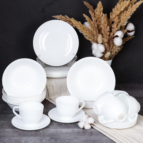 Столовый набор 26 предметов Глэйд с чайным набором белый 14 FLYGP756575 (WHITE)