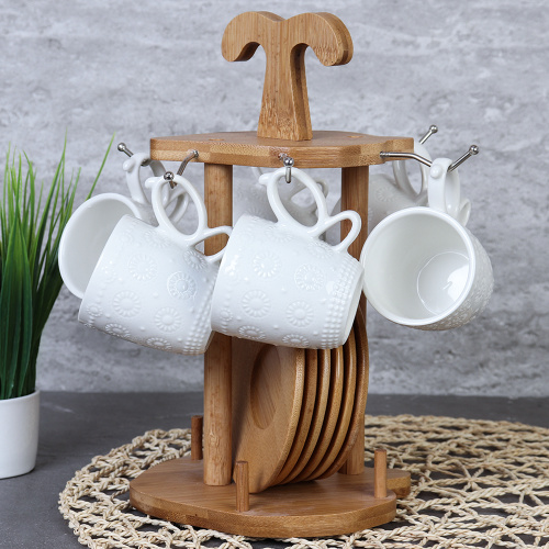 Кофейный набор 12 предметов 80 мл / MJ-125 /уп 12/ на деревянной подставке