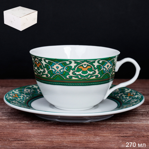 Чайная пара 2 предмета 270 мл тонкостенный Мусульманский / LY-1747/ в подарочной упаковке