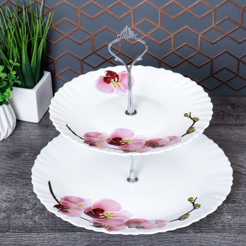 Ваза для фруктов 2-х ярусная / WG-2/LXP80/100 (18141) /уп 12/ Орхидея 