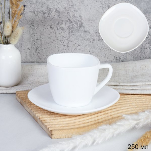 Чайная пара 2 предмета ПАРА 250 мл белый квадратная (FXB220) 651150