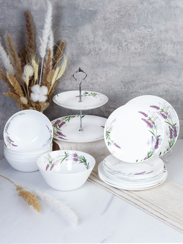 Столовый набор 20 предметов Евро вазой для фруктов / 19/FLYGP8575672 (18142-1) /уп 2/ Лаванда