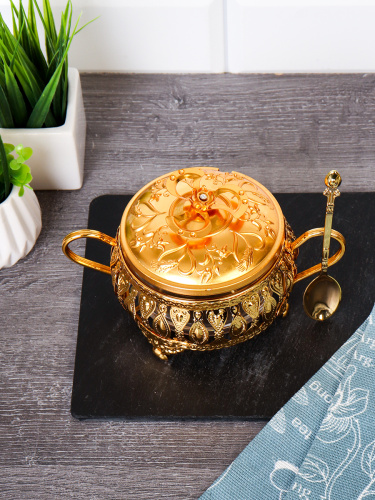 Сахарница с ложкой / 991-6-GOLD /уп 96/