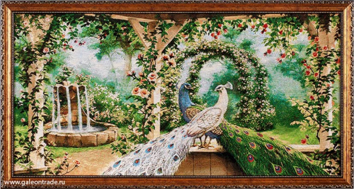 Картина гобелен 30х60 Жар-птицы в саду /SI050 /10012-2 / 