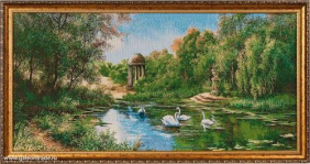 Картина гобелен 40x80 Парк с лебедями М001 /10012-1 /