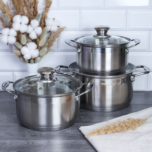 Кастрюля набор 6 предметов 2,5л,3,5л,4,5л Квинта/ Set 1 - F-146 /уп 2/ индукция/ цветная коробка/