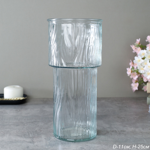 Ваза для цветов 25 см / WRD-139 /уп 24/ прозрачная без и/уп