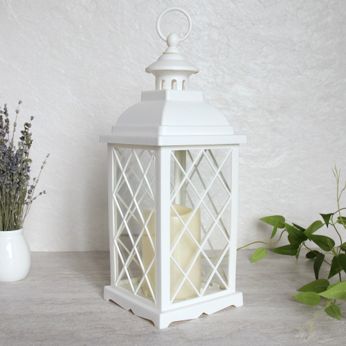 Светильник фонарь настольный Новогодний 33 см белый / YR2411W /уп 24/от батареек