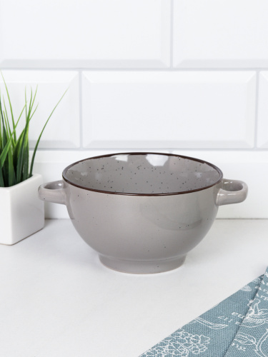 Супница с ручками 700 мл ШТУЧНО / 33579 /уп 6/ Серая в крапинку