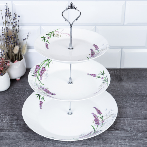 Ваза для фруктов 3-х ярусная Евро / FLMLQP75/85/105 (18142-1/уп 12/ Лаванда