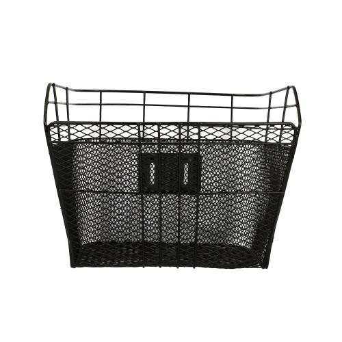 Корзина для велосипеда металлическая, с креплением на переднее колесо. 2 кронштейна на рулевую колонку.  Черная. / 1DVMI-15 / уп 20