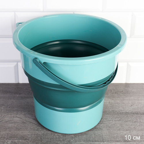 Ведро складное 10 л мятное/ VSM-530-10 /уп 22/ силикон/