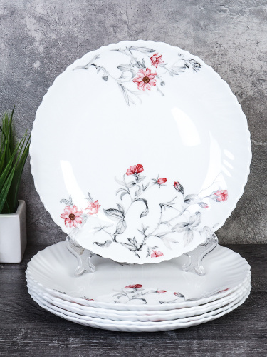 Набор тарелок 6 штук 215 мм / 36/LHP-FW4 (7318) /уп 2/ Серый кустик