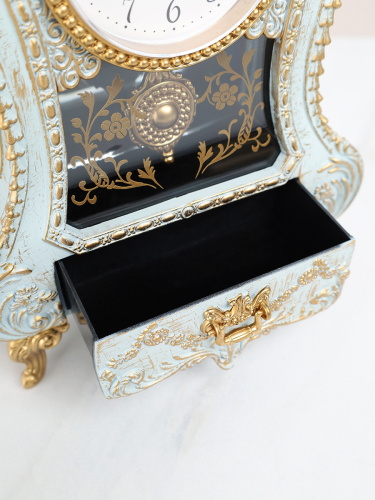 Часы настольные 28 см серо-голубой / 74-27 /уп 18/ музыкальные