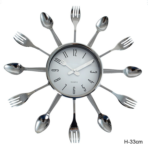 Часы настенные Вилки - ложки 33 см / 1410YIN /уп 20 / серебро