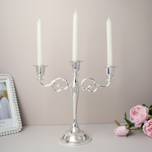 Подсвечник на 3 свечи 25 см серебро / 6303Q /уп 30/