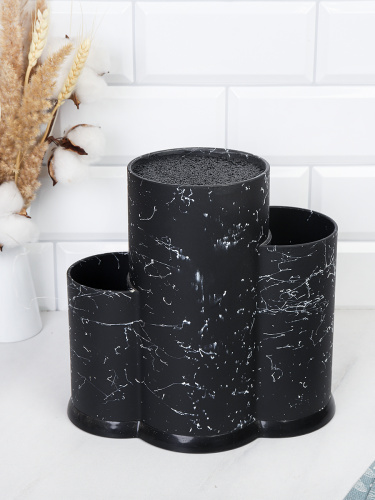 Подставка для ножей тройная черная / PPKCH3 /уп 12/ матовая