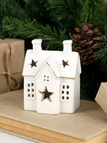 Фигурка Домик с подсветкой новогодний 9 см / 7102 /уп 2/96/LED