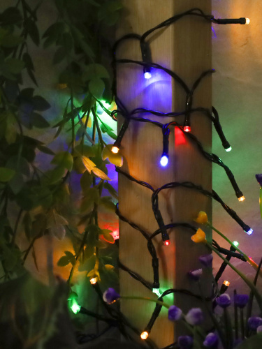 Гирлянда с питанием от солнечных элементов 10 м 100 лампочек 6 режимов / PM-5560/1 /уп 100/разноцветный