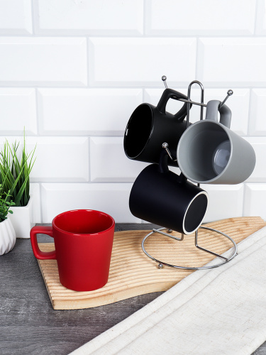 Кружка набор 4 штуки на металлстенде 320 мл Конус / FR-779/ АКЦИЯ