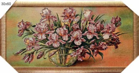 Картина гобелен 30х60 Ваза с ирисами /M065 /404-1159-26 /