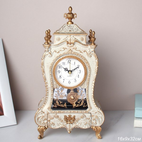 Часы настольные 28 см бежевые / 63317E /уп 18/ музыкальные