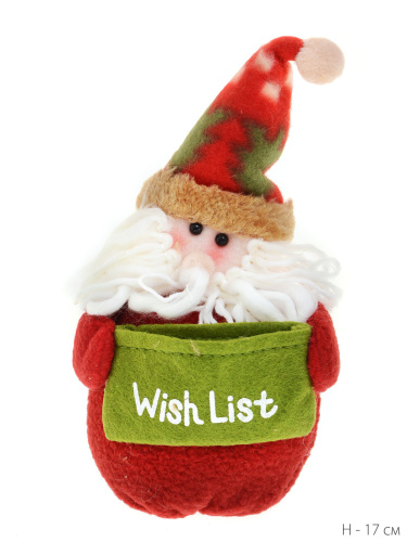 Новогоднее украшение Дед Мороз 17 см с мешком для подарков / NY202113 /уп 50/
