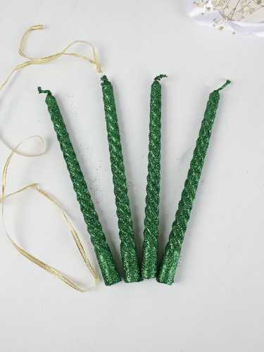 Свеча стержень 4 штук 20 см набор / BQ-4 /уп 144/ зеленая