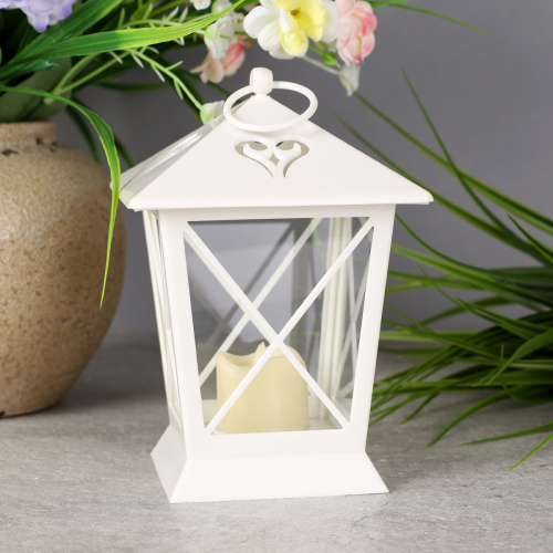 Светильник фонарь настольный Новогодний 17 см новогодний / YR03-11/уп 6/72/белый от батареек