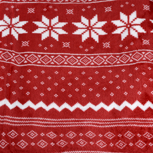 Плед флисовый 150х200 см Красный с белыми снежинками / GP611-4 /уп 100/ 696142 новогодний