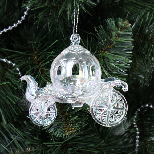 Новогоднее украшение Карета 11х10 см перламутр / LC24Y-008 /уп 48/192/