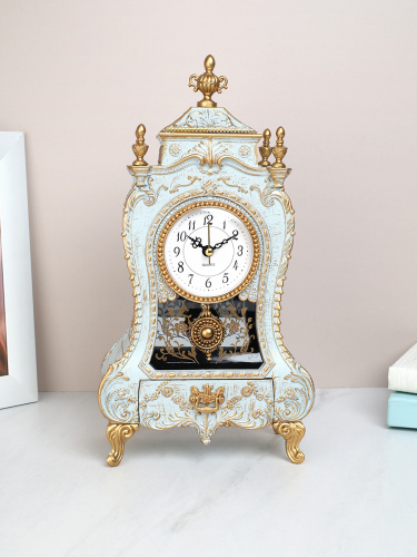 Часы настольные 28 см серо-голубой / 74-27 /уп 18/ музыкальные