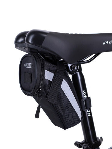 Сумка велосипедная подседельная большая BICYCLE SOUL, материал оксфорд 1680D, отделение на молнии, застёжка velcro, чёрная, 14.5х13.5х9см./уп 50/